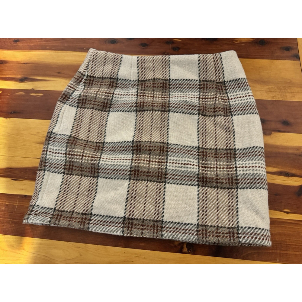 Pink Lily Plaid Mini Skirt Fleece Wool Soft Pink Cozy Polyester Lined medium EUC